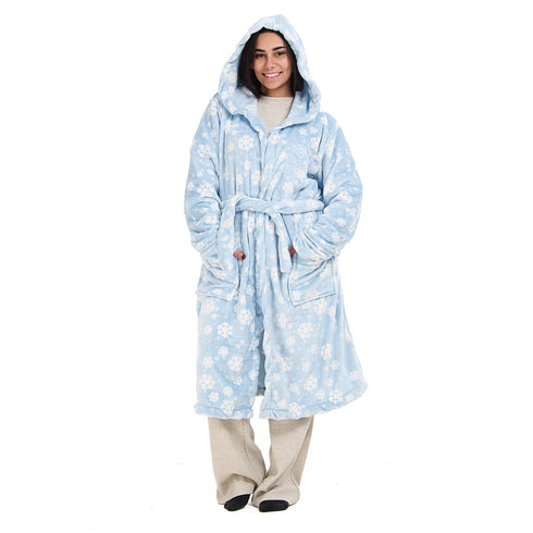 Snuggs Blanket Robe Light Blue Snowflakes